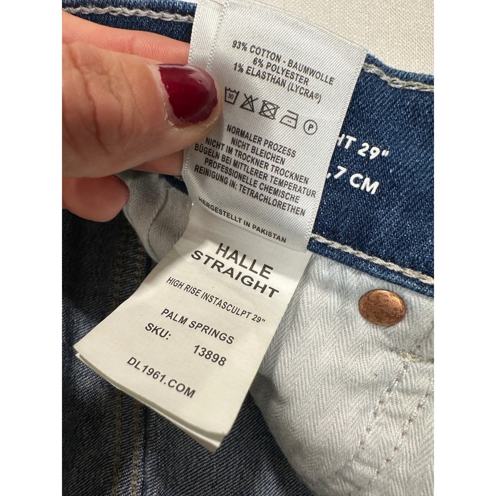 DL1961 Halle Straight High Rise Instasculpt Jeans Palm Springs Blue Size 30 - Picture 7 of 10